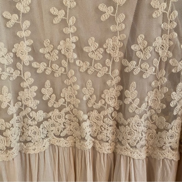 Soprano Tan Mesh Top Mini Dress with Long Bell Sleeves - Picture 4 of 12